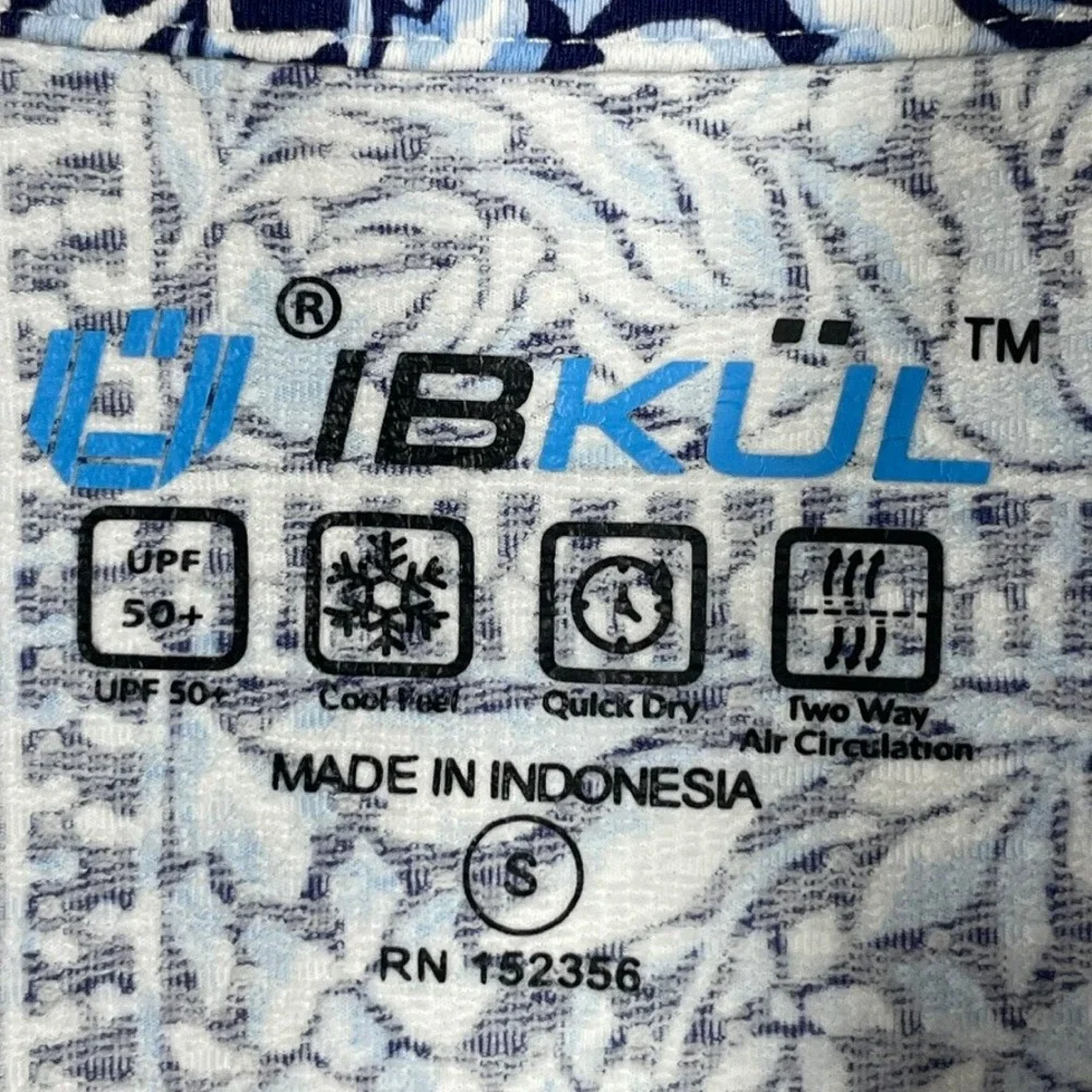 IBKÜL Sun Shirt Women S Blue Floral Coastal Golfcore UPF 50+ Quarter Zip Top